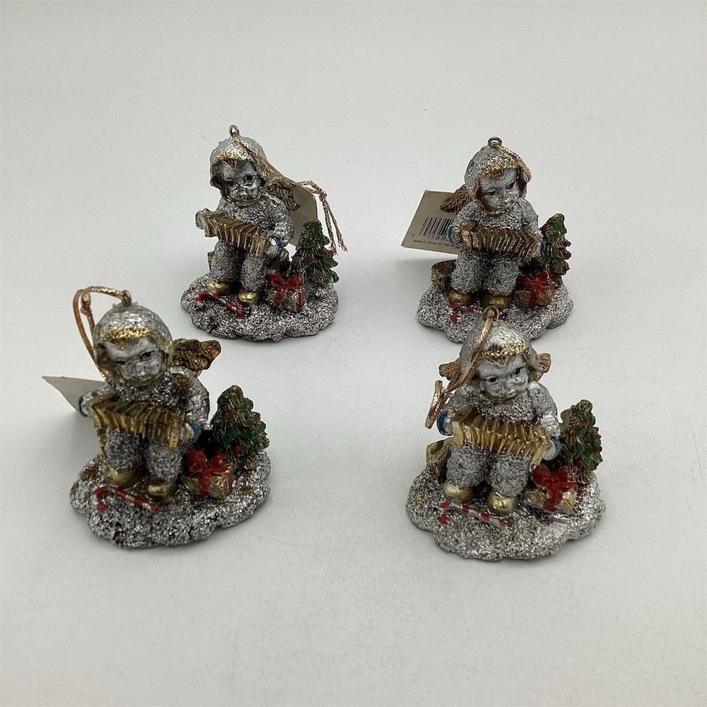 Vintage Christmas Angel Figurines Set of 4 Multicolorโ 2.5" Tall